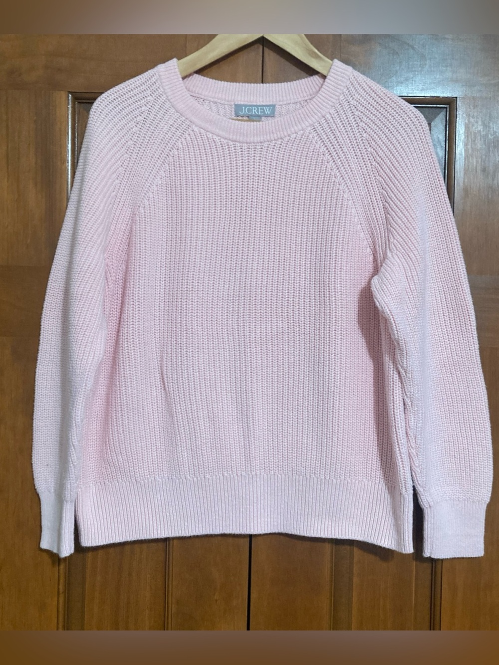 J. Crew light Pink Crewneck ribbed cotton sweater women’s large